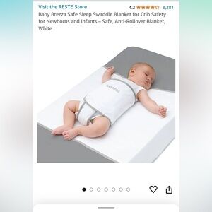 Baby Brezza Safe Sleep Swaddle; Only used once; cleaned and original packaging